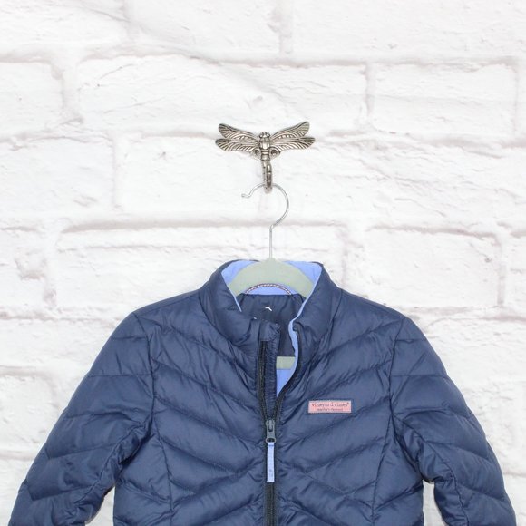 *Vineyard Vines Kids Navy Nylon Lined Full Zip Puffer Down Winter Jacket Size - Picture 2 of 9